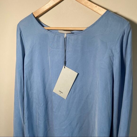 minimum NWT Long Sleeve Curpo Blouse with Ties on Sleeve Sky Blue Medium - Picture 12 of 12